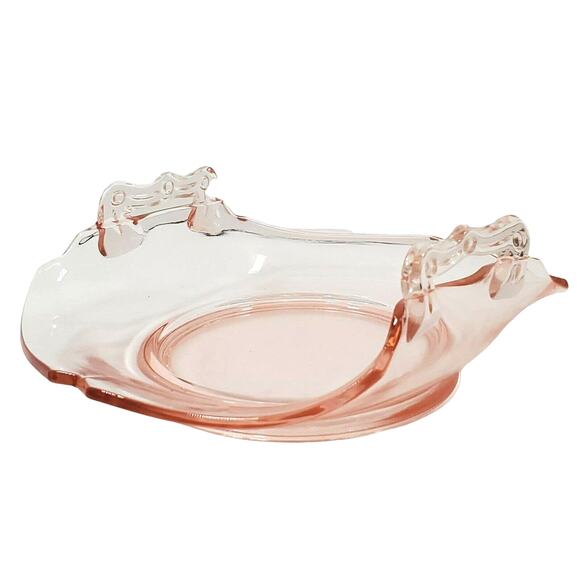 Pink Depression Handle Candy Dish 7" - Picture 1 of 9